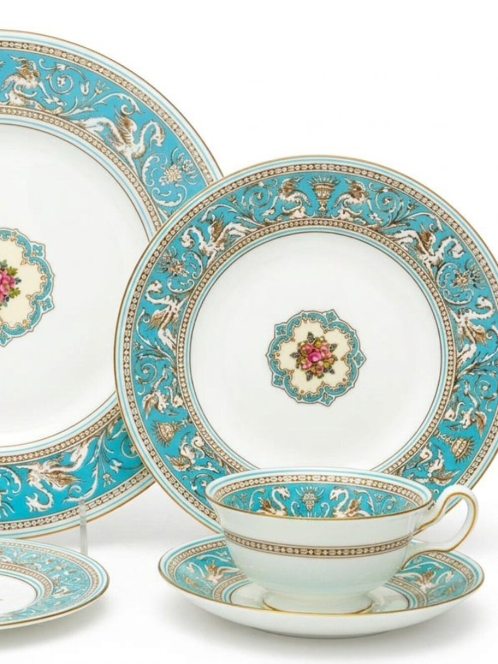 Wedgwood Bone China Dragon Florentine Turquoise set - 5 Pcs set (8 available)
